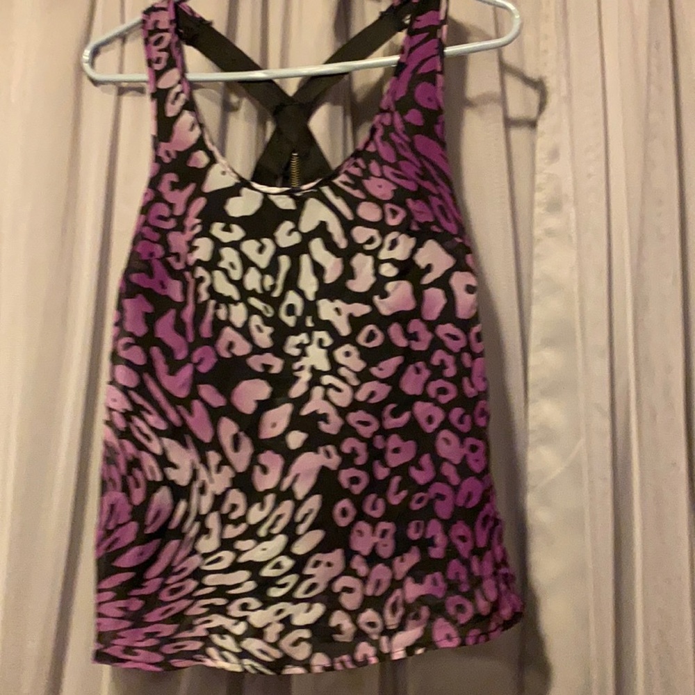 Purple cheetah top with open back